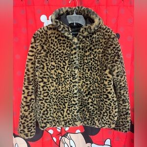 Cynthia Rowley Leopard Print Teddy Jacket